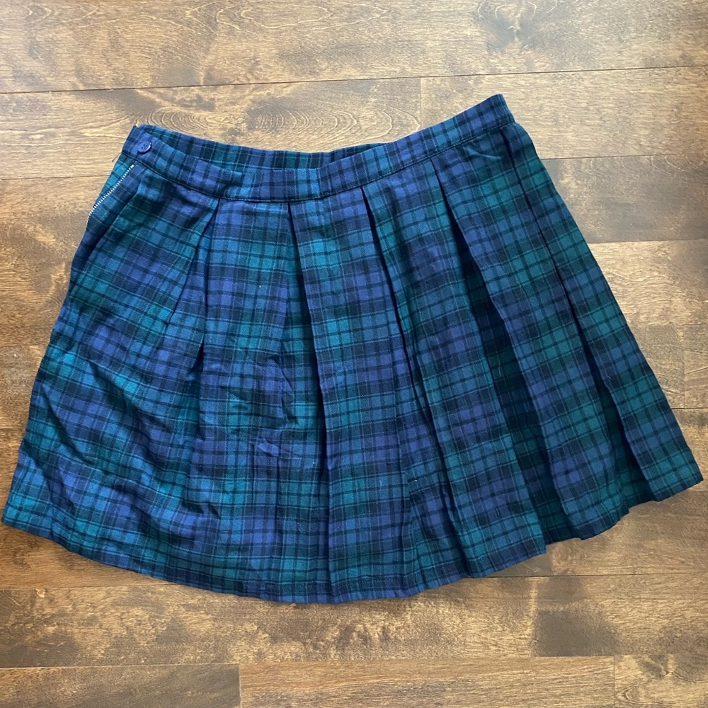 Blue and green plaid pleated skirt from Topshop!